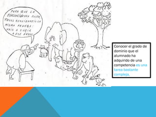 Conocer el grado de
dominio que el
alumnado ha
adquirido de una
competencia es una
tarea bastante
compleja,
 