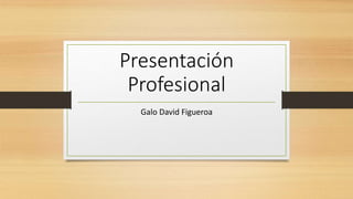 Presentación
Profesional
Galo David Figueroa
 