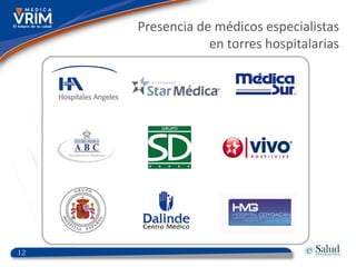 Presencia de médicos especialistas
                 en torres hospitalarias




12
 