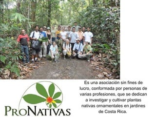 Es una asociación sin fines de lucro, conformada por personas de varias profesiones, que se dedican a investigar y cultivar plantas nativas ornamentales en jardines de Costa Rica.  
