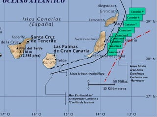 Canarias-1 Canarias-2 Canarias-3 Canarias-4 Canarias-5 Canarias-6 Canarias-7 Canarias-8 Canarias-9 Mar Territorial del Archipiélago Canario a 12 millas de la costa Línea Media de la Zona Económica Exclusiva con  Marruecos Línea de base Archipiélaga 