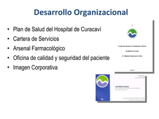 Desarrollo Organizacional Plan de Salud del Hospital de Curacaví Cartera de Servicios Arsenal Farmacológico Oficina de calidad y seguridad del paciente Imagen Corporativa 