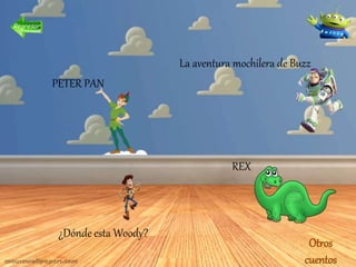 REX
Otros
cuentos
¿Dónde esta Woody?
PETER PAN
La aventura mochilera de Buzz
 