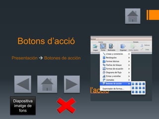Botons d’acció
Presentación  Botones de acción
Diapositiva
imatge de
fons
 