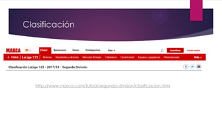Clasificación
http://www.marca.com/futbol/segunda-division/clasificacion.html
 