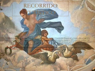 RECORRIDO TURÍSTICO Alrededor de un recoleto jardín de adelfas y rosales se encuentran tres construcciones singulares. El palacio de los Marqueses de La Colonia, edificio del siglo XIX, actual colegio de monjas del Santo Ángel que conserva su fachada con escudo esquinado. El Palacio de Justicia, levantado en 1891 y de fachada neoclásica. Y por último la iglesia del Corazón de Maria, también llamada de los Padres, con su serena belleza, de aspecto gótico por sus arcos apuntados en las puertas, vanos y cornisas, así como su espadaña situada en la portada, fue construida en 1893. Muy cerca en la Plaza de Santiago se encuentra la pequeña Ermita de Santiago. Bajando por la calle Real hacia la Plaza de Espronceda podemos disfrutar de tres magnificas fachadas de principio de siglo el Círculo Mercantil, el Teatro Carolina Coronado y la Sociedad El Obrero Extremeño   