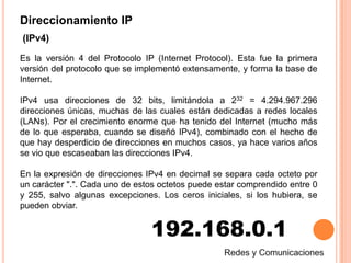 Direccionamiento IPRedes y Comunicaciones