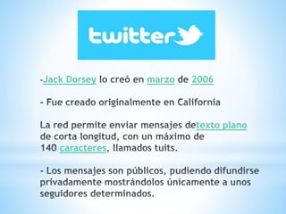 Jack Dorsey marzo 2006
texto plano
caracteres
 