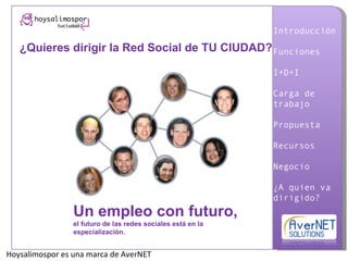 ¿Quieres dirigir la Red Social de TU CIUDAD? Un empleo con futuro,  el futuro de las redes sociales está en la especialización. 