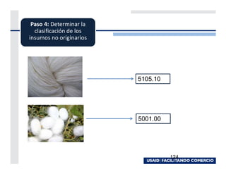 Paso 4: Determinar la
  clasificación de los
insumos no originarios




                         5105.10




                         5001.00




                                   124
 