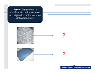 Paso 4: Determinar la
 clasificación de los insumos
no originarios de los insumos
        del componente




                                ?


                                ?
                                    194
 