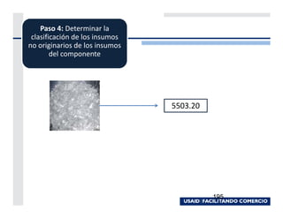 Paso 4: Determinar la
 clasificación de los insumos
no originarios de los insumos
        del componente




                                5503.20




                                          195
 