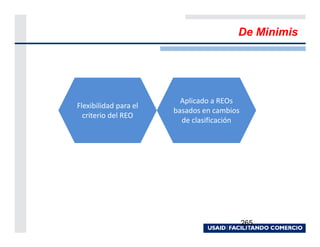 De Minimis




                         Aplicado a REOs
Flexibilidad para el
                       basados en cambios
  criterio del REO
                         de clasificación




                                            265
 