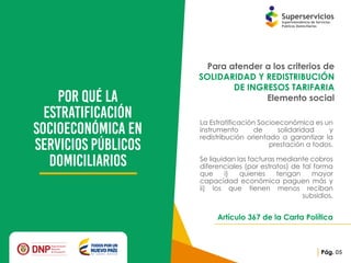 Presentación reporte de la estratificación y coberturas