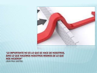 “LO IMPORTANTE NO ES LO QUE SE HACE DE NOSOTROS,
SINO LO QUE HACEMOS NOSOTROS MISMOS DE LO QUE
NOS HICIERON”
(JEAN PAUL SARTRE)
 
