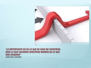 “LO IMPORTANTE NO ES LO QUE SE HACE DE NOSOTROS,
SINO LO QUE HACEMOS NOSOTROS MISMOS DE LO QUE
NOS HICIERON”
(JEAN PAUL SARTRE)
 