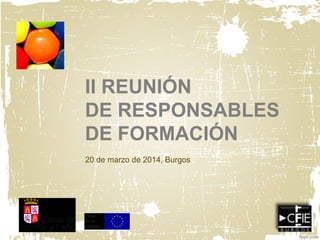 II REUNIÓN
DE RESPONSABLES
DE FORMACIÓN
20 de marzo de 2014, Burgos
 