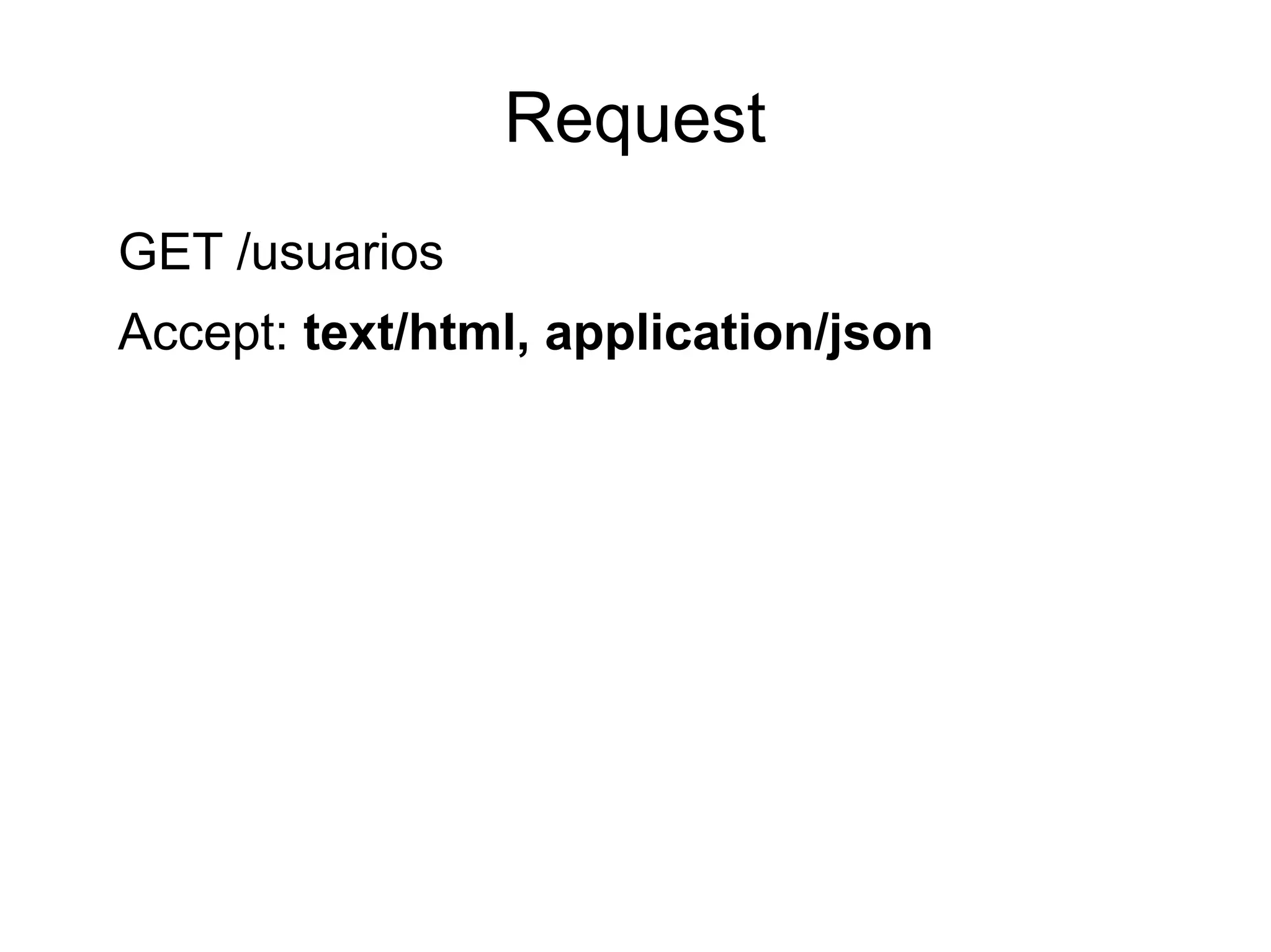 Request
GET /usuarios
Accept: text/html, application/json
 