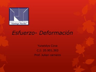 Esfuerzo- Deformación
Yuiseidys Cova
C.I: 20.901.383
Prof. Julian carneiro
 