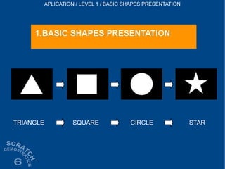 APLICATION / LEVEL 1 / BASIC SHAPES PRESENTATION
TRIANGLE SQUARE CIRCLE STAR
 