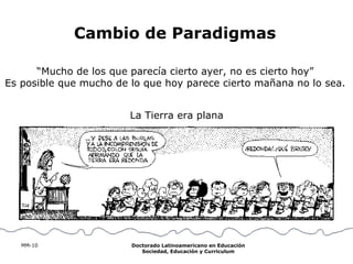 Cambio de Paradigmas La Tierra era plana “ Mucho de los que parecía cierto ayer, no es cierto hoy” Es posible que mucho de lo que hoy parece cierto mañana no lo sea. 