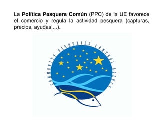 La Política Pesquera Común (PPC) de la UE favorece
el comercio y regula la actividad pesquera (capturas,
precios, ayudas,...).
 