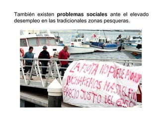 También existen problemas sociales ante el elevado
desempleo en las tradicionales zonas pesqueras.
 