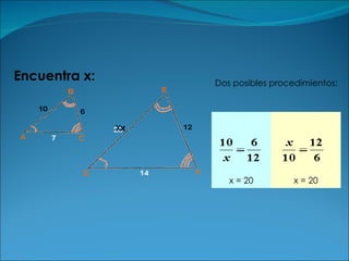 Encuentra  x: Dos posibles procedimientos:   x = 20 x = 20 X 