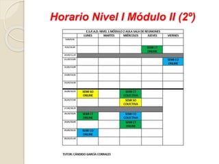 Horario Nivel I Módulo II (2º)
 