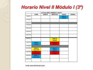 Horario Nivel II Módulo I (3º)
 