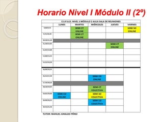 Horario Nivel I Módulo II (2º)
 