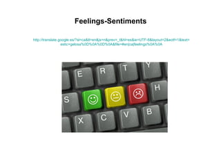 Feelings-Sentiments

http://translate.google.es/?sl=ca&tl=en&js=n&prev=_t&hl=es&ie=UTF-8&layout=2&eotf=1&text=
                  estic+gelosa%0D%0A%0D%0A&file=#en|ca|feelings%0A%0A
 