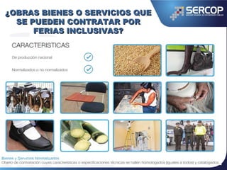 ¿OBRAS BIENES O SERVICIOS QUE¿OBRAS BIENES O SERVICIOS QUE
SE PUEDEN CONTRATAR PORSE PUEDEN CONTRATAR POR
FERIAS INCLUSIVAS?FERIAS INCLUSIVAS?
 