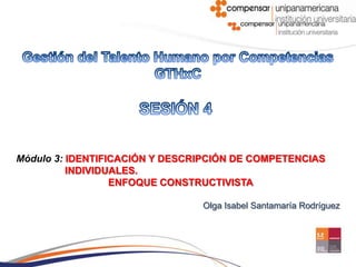 Módulo 3: IDENTIFICACIÓN Y DESCRIPCIÓN DE COMPETENCIAS
          INDIVIDUALES.
                  ENFOQUE CONSTRUCTIVISTA

                                Olga Isabel Santamaría Rodríguez
 