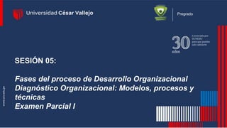 Pregrado
SESIÓN 05:
Fases del proceso de Desarrollo Organizacional
Diagnóstico Organizacional: Modelos, procesos y
técnicas
Examen Parcial I
 