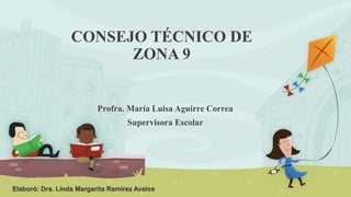CONSEJO TÉCNICO DE
ZONA 9
Profra. María Luisa Aguirre Correa
Supervisora Escolar
Elaboró: Dra. Linda Margarita Ramírez Avalos
 