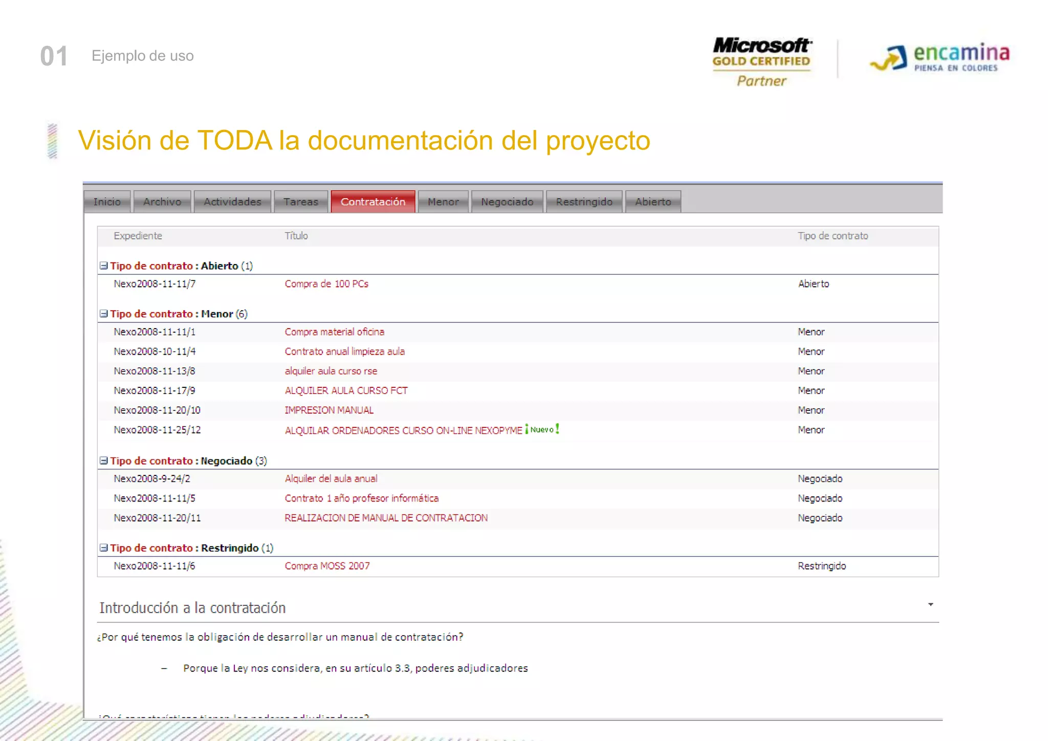 Visión de TODA la documentación del proyecto01Ejemplo de uso