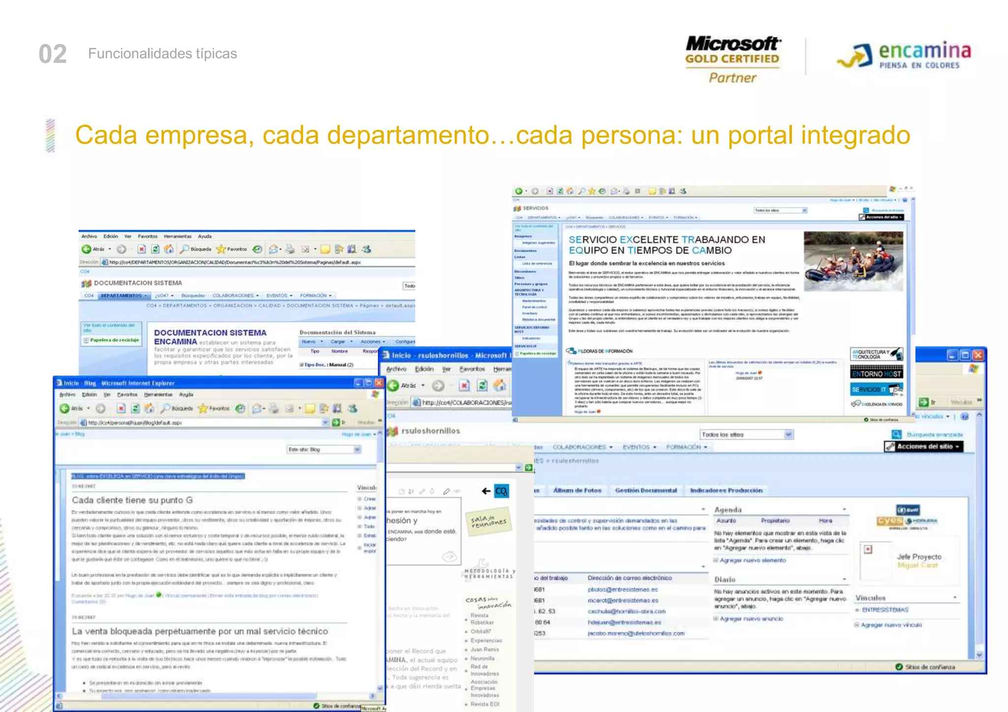 Conocer funcionalidades típicasCada empresa, cada departamento…cada persona: un portal integrado02Funcionalidades típicas