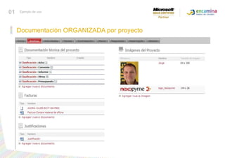 MOSS para gestionar proyectosDocumentación ORGANIZADA por proyecto01Ejemplo de uso
