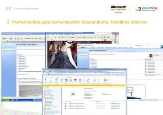 Conocer funcionalidades típicasHerramientas para comunicación descendente: boletines internos02Funcionalidades típicas
