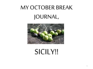 MY OCTOBER BREAK
JOURNAL,
SICILY!!
1
 