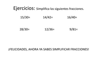 Presentacion Simplificacion De Fracciones