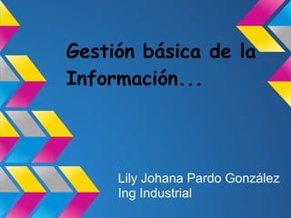 Gestión básica de la
Información...




     Lily Johana Pardo González
     Ing Industrial
 
