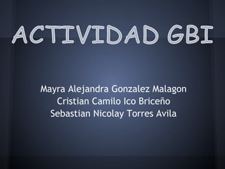 Mayra Alejandra Gonzalez Malagon
   Cristian Camilo Ico Briceño
  Sebastian Nicolay Torres Avila
 