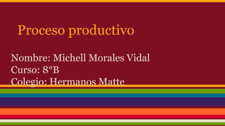 Proceso productivo
Nombre: Michell Morales Vidal
Curso: 8°B
Colegio: Hermanos Matte
 