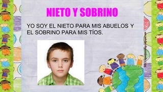 NIETO Y SOBRINO
YO SOY EL NIETO PARA MIS ABUELOS Y
EL SOBRINO PARA MIS TÍOS.
 