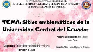UNIVERSIDAD CENTRAL DEL ECUADOR
FACULTAD DE FILOSOFÍA, LETRAS Y CIENCIAS DE LA EDUCACIÓN
CURSO DE NIVELACIÓN DE CARRERA
 