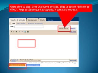 Aquí aparecerán las presentaciones que vayas guardando en slideshare. Abre la que quieres colocar en tu blog.