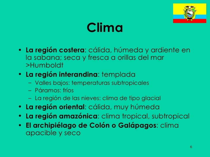 Resultado de imagen de TIPO DE CLIMA EN ECUADOR