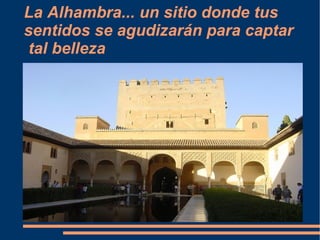 La Alhambra... un sitio donde tus
sentidos se agudizarán para captar
 tal belleza
 